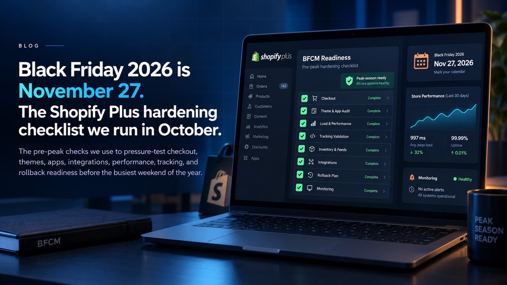 Black Friday 2026 is November 27. The Shopify Plus hardening checklist